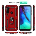 Wholesale Motorola Moto G Stylus 6.4in (2020) Tech Armor Ring Grip Case with Metal Plate (Red)